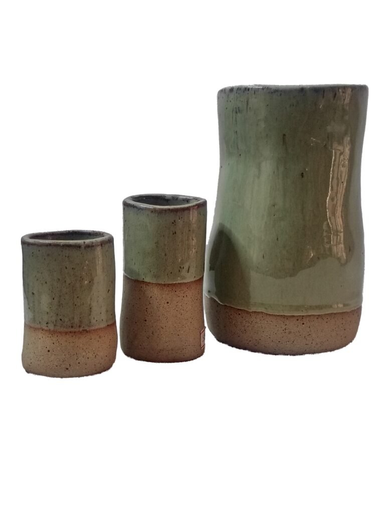Cerâmica - Trio Vasos Verde - Alexandra Camillo