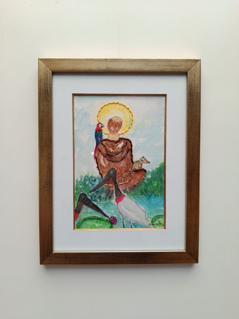 Aquarela - São Francisco e Os Animais em Contemplação - Giane Bifon