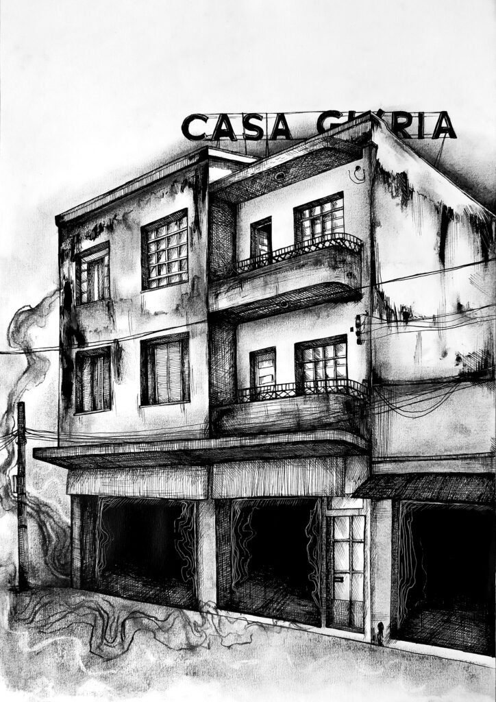 Desenho a Nanquim - Casa Glória - Sara Welter